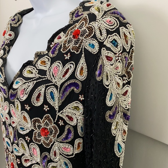 * Vintage Baluchi Creation 100% Silk Sequin Beaded Dress 80’s 90’s Vintage Dress - Picture 10 of 17